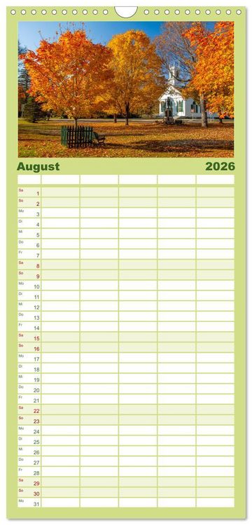 Produktbild: Familienplaner 2026 - Neu England, Indian Summer mit 5 Spalten (Wandkalender, 21 x 45 cm) CALVENDO