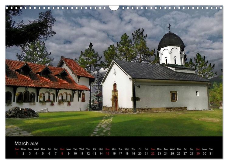 Produktbild: Monuments of Serbia 2026 (Wall Calendar 2026 DIN A3 landscape), CALVENDO 12 Month Wall Calendar