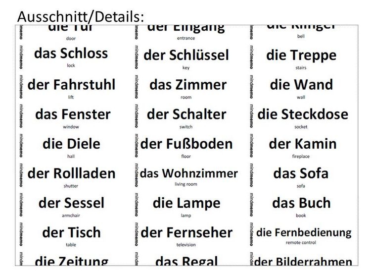 Produktbild: mindmemo Vokabel Sticker - Grundwortschatz Deutsch (DaF) / Englisch - 280 Vokabel Aufkleber f&uuml;r Kinder und Erwachsene