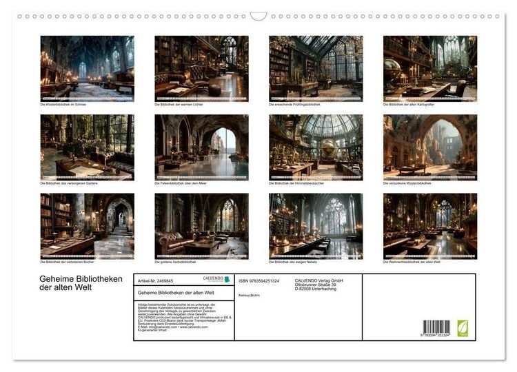 Produktbild: Geheime Bibliotheken der alten Welt (Wandkalender 2027 DIN A2 quer), CALVENDO Monatskalender