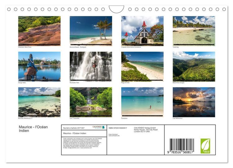 Produktbild: Maurice - l'Oc&eacute;an Indien (Calendrier mural 2026 DIN A4 vertical), CALVENDO calendrier mensuel
