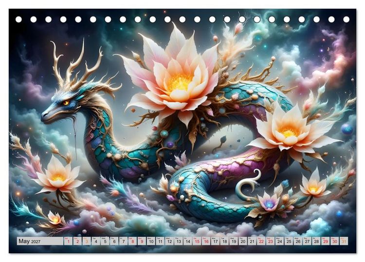 Produktbild: Lotus blossom dragons (Desk Calendar 2027 DIN A5 landscape), CALVENDO 12 Month DeskCalendar