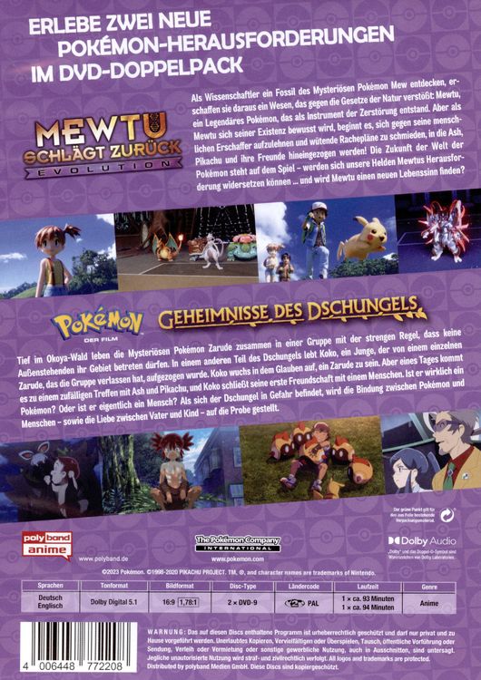 Produktbild: Pokémon - Mewtu schlägt zurück - Evolution / Geheimnisse des Dschungels [2 DVDs]