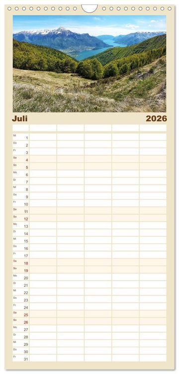 Produktbild: Familienplaner 2026 - Alpen Blick mit 5 Spalten (Wandkalender, 21 x 45 cm) CALVENDO
