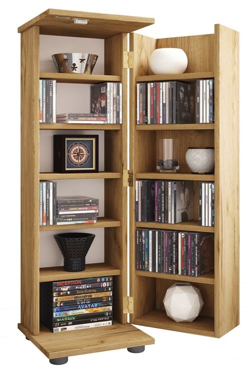 Produktbild: Holz Schrank CD DVD Regal abschlie&szlig;bar Engalo L
