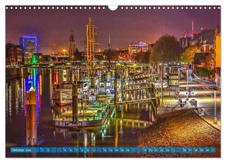 Produktbild: Hansestadt Bremen zur blauen Stunde (Wandkalender 2026 DIN A3 quer), CALVENDO Monatskalender