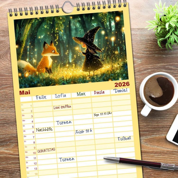 Produktbild: Familienplaner 2026 - Zauber zur Mitternacht mit 5 Spalten (Wandkalender, 21 x 45 cm) CALVENDO