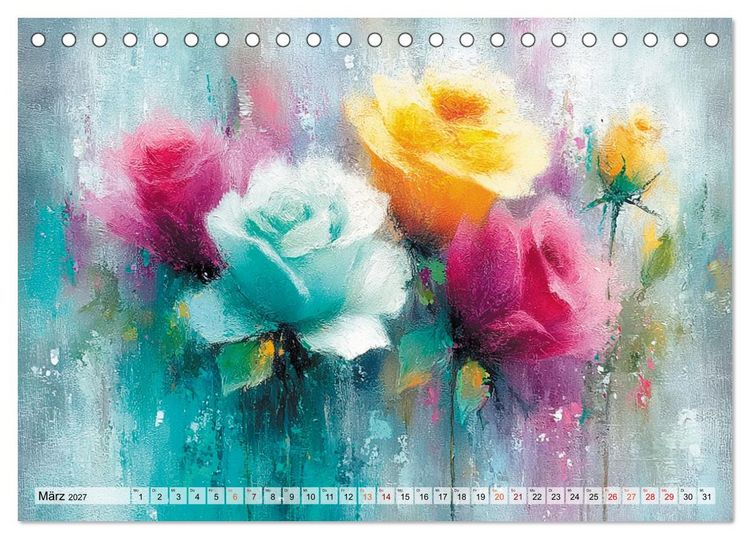 Produktbild: Ein Jahr in Bl&uuml;tenfarben (Tischkalender 2027 DIN A5 quer), CALVENDO Monatskalender