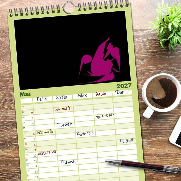 Produktbild: Familienplaner 2027 - Minimalistisch mit 5 Spalten (Wandkalender, 21 x 45 cm) CALVENDO