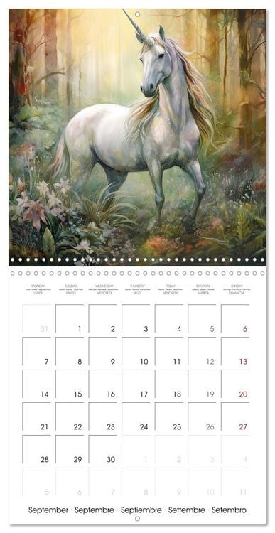 Produktbild: Licornes de conte de f&eacute;es (Calendrier mural carr&eacute; 2026 30x30 cm) Calendrier double avec une page pour vos prises de notes