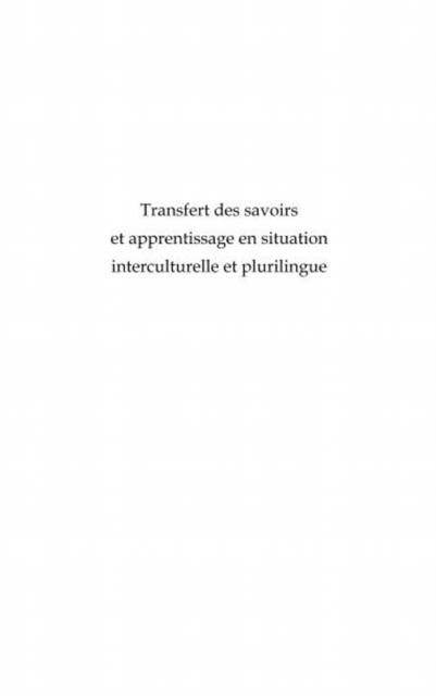 Produktbild: Transfert des savoirs et apprentissage en interculturelle et