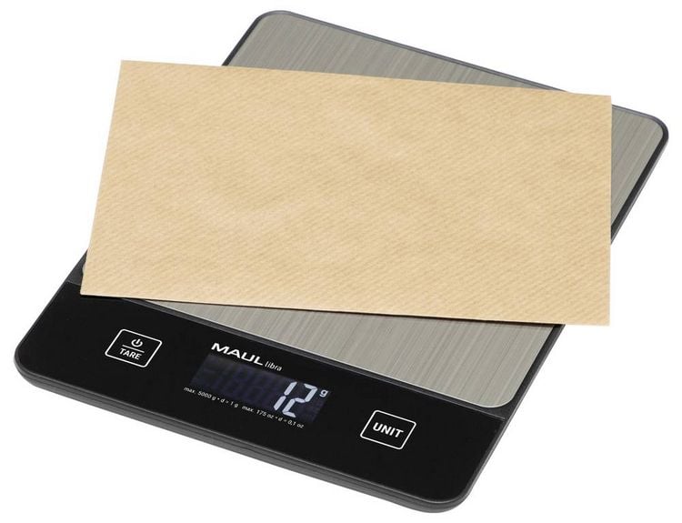 Produktbild: Maul MAULlibra Briefwaage 1657090 W&auml;gebereich (max.) 5000 g Ablesbarkeit 1 g batteriebetrieben Schwarz, Silber