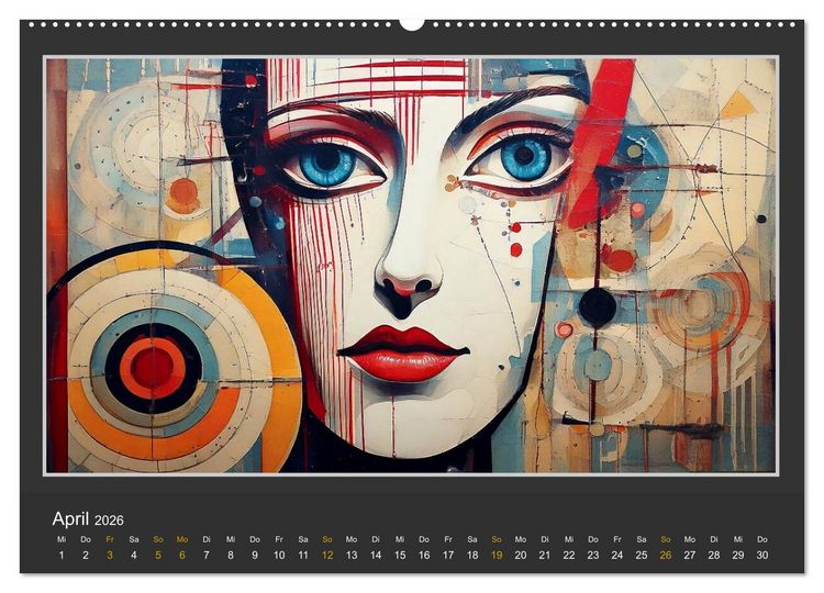 Produktbild: Frauenportr&auml;ts mit dekonstruktivem Ansatz (hochwertiger Premium Wandkalender 2026 DIN A2 quer), Kunstdruck in Hochglanz