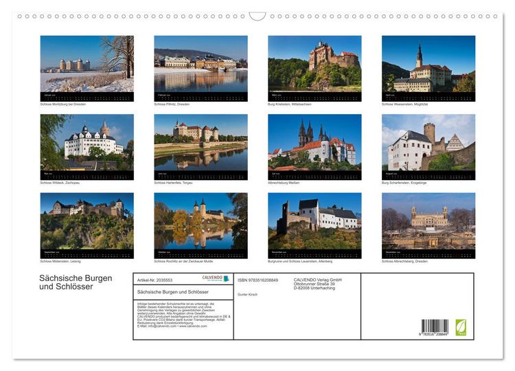 Produktbild: S&auml;chsische Burgen und Schl&ouml;sser (Wandkalender 2026 DIN A2 quer), CALVENDO Monatskalender