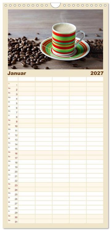 Produktbild: Familienplaner 2027 - Kaffee & Schokolade mit 5 Spalten (Wandkalender, 21 x 45 cm) CALVENDO