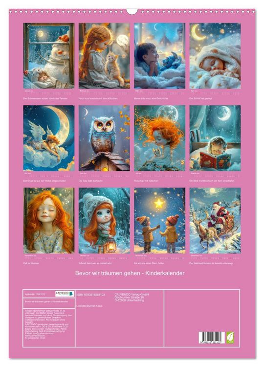Produktbild: Bevor wir tr&auml;umen gehen - Kinderkalender (Wandkalender 2026 DIN A2 hoch), CALVENDO Monatskalender