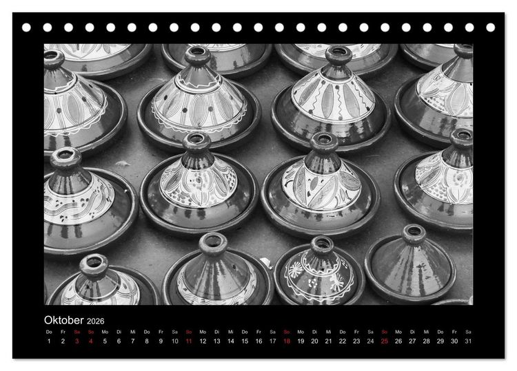 Produktbild: Marokko - Nostalgie in schwarz-weiss (Tischkalender 2026 DIN A5 quer), CALVENDO Monatskalender