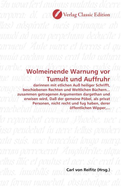 Produktbild: Wolmeinende Warnung vor Tumult und Auffruhr