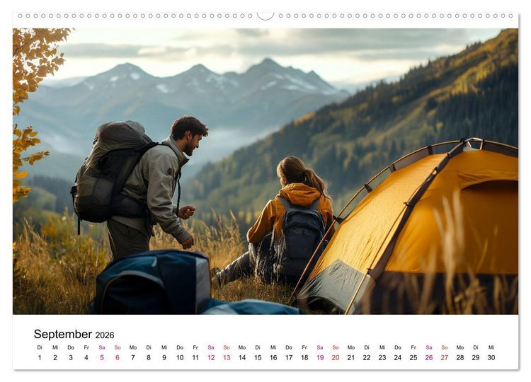 Produktbild: Zelten - frei sein (hochwertiger Premium Wandkalender 2026 DIN A2 quer), Kunstdruck in Hochglanz