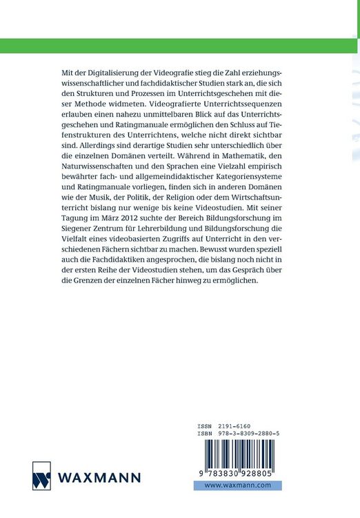 Produktbild: Videobasierte Kompetenzforschung in den Fachdidaktiken