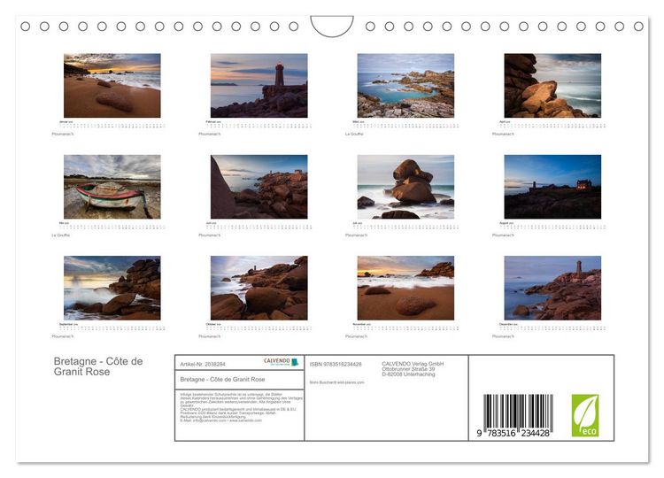 Produktbild: Bretagne - C&ocirc;te de Granit Rose (Wandkalender 2026 DIN A4 quer), CALVENDO Monatskalender