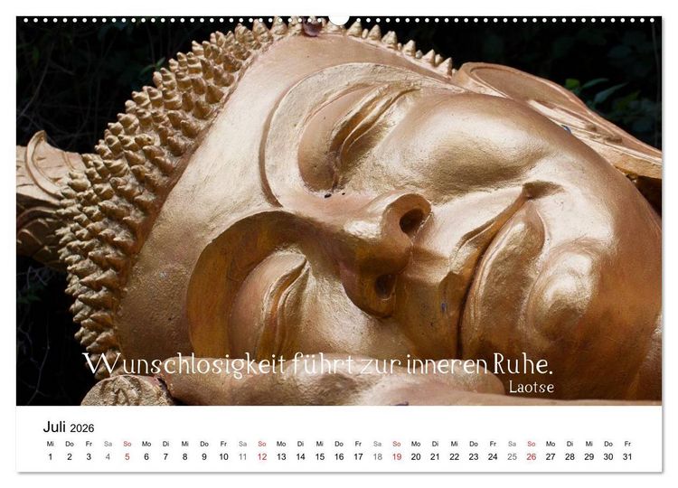 Produktbild: Reisefreu(n)de: Leben in Harmonie - buddhistische Zitate (Wandkalender 2026 DIN A2 quer), CALVENDO Monatskalender