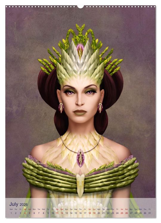 Produktbild: Food Fashion - surreal women's portraits with fruit and vegetable (High Quality Premium Wall Calendar 2026 DIN A2 portrait),CALVENDO 12 Month Wall Calendar