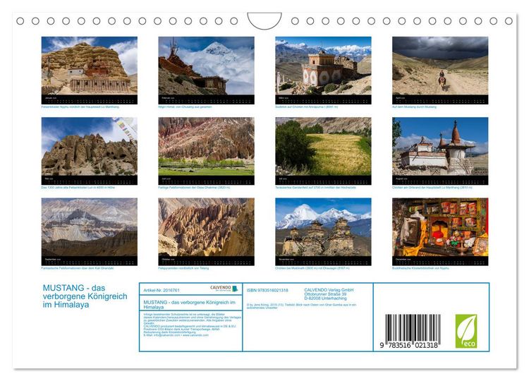 Produktbild: MUSTANG - das verborgene K&ouml;nigreich im Himalaya (Wandkalender 2026 DIN A4 quer), CALVENDO Monatskalender