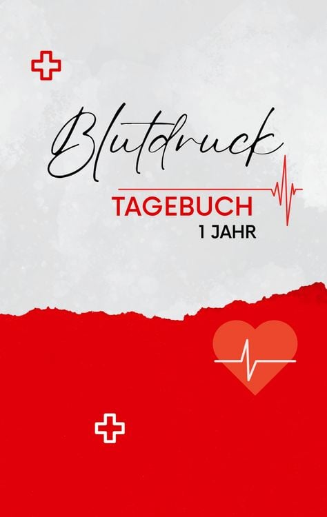 Produktbild: Blutdruck Tagebuch- 1 Jahr- Einfacher Blutdruckpass zum Eintragen der t&auml;glichen Messwerte.