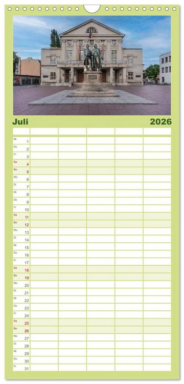 Produktbild: Familienplaner 2026 - Weimar - Kulturstadt im Herzen Europas mit 5 Spalten (Wandkalender, 21 x 45 cm) CALVENDO