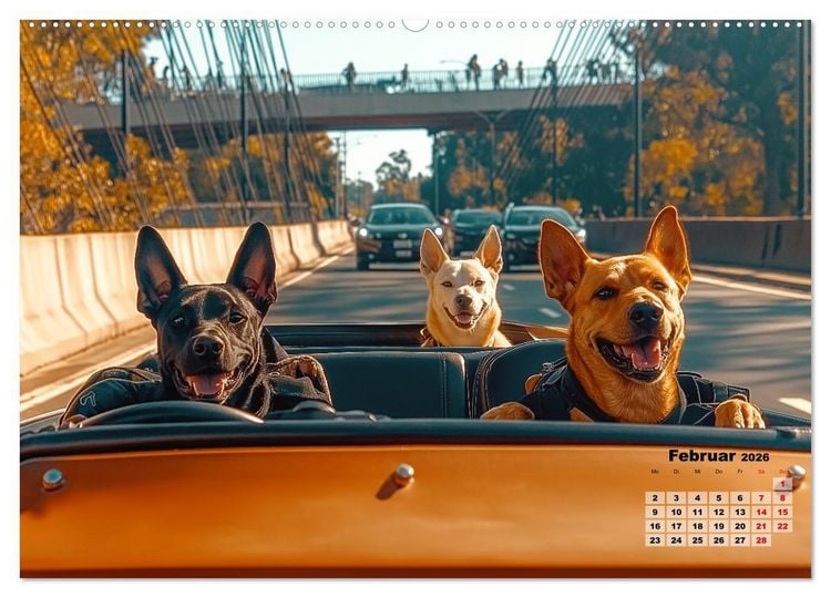 Produktbild: S&uuml;&szlig;e Hunde cruisen - durch das Jahr mit dem Hundekalender (hochwertiger Premium Wandkalender 2026 DIN A2 quer), Kunstdruck in Hochglanz