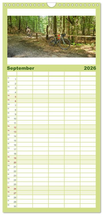 Produktbild: Familienplaner 2026 - Biken - Impressionen von Rolf Dietz mit 5 Spalten (Wandkalender, 21 x 45 cm) CALVENDO
