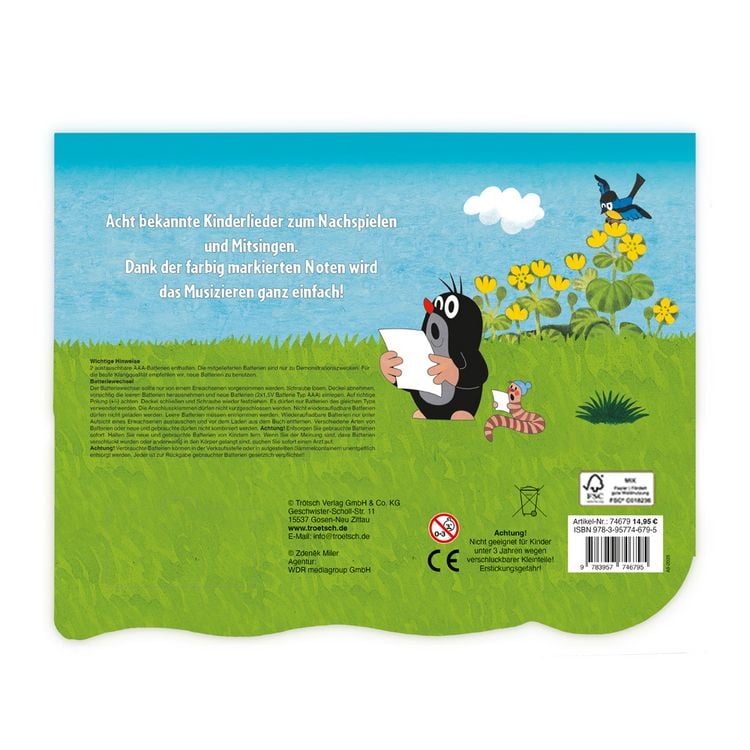 Produktbild: Tr&ouml;tsch Der kleine Maulwurf Klavierbuch Meine ersten Lieder