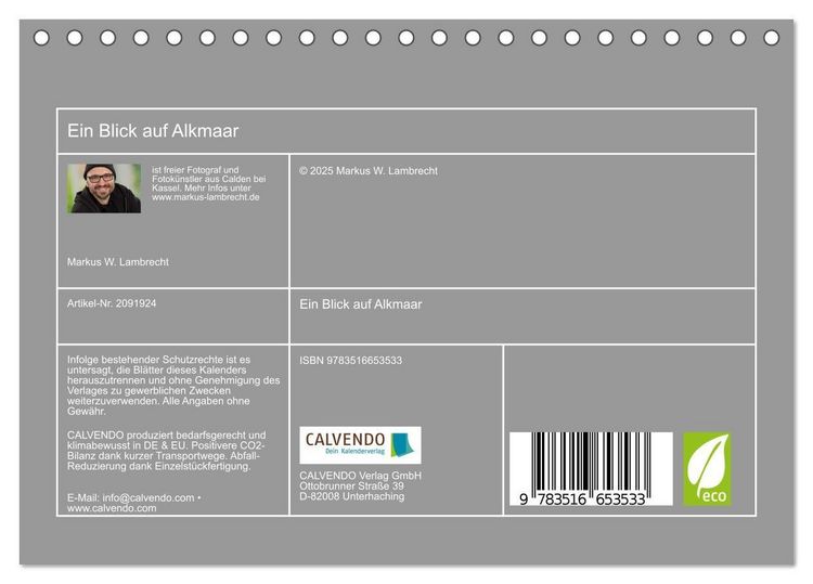 Produktbild: Ein Blick auf Alkmaar (Tischkalender 2026 DIN A5 quer), CALVENDO Monatskalender