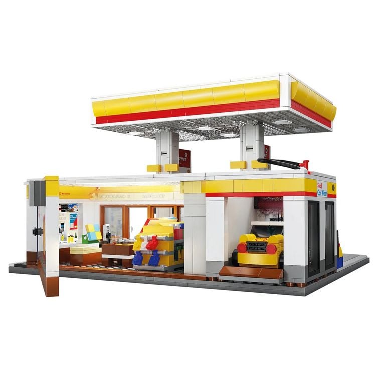 Produktbild: CaDA Shell Tankstelle mit Shop und Waschanlage Bricks