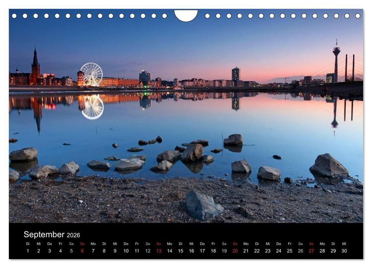 Produktbild: D&uuml;sseldorf Abendstimmungen und Nachtansichten (Wandkalender 2026 DIN A4 quer), CALVENDO Monatskalender