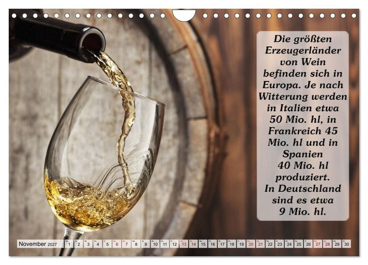 Produktbild: Wissenswertes &uuml;ber Wein (Wandkalender 2027 DIN A4 quer), CALVENDO Monatskalender