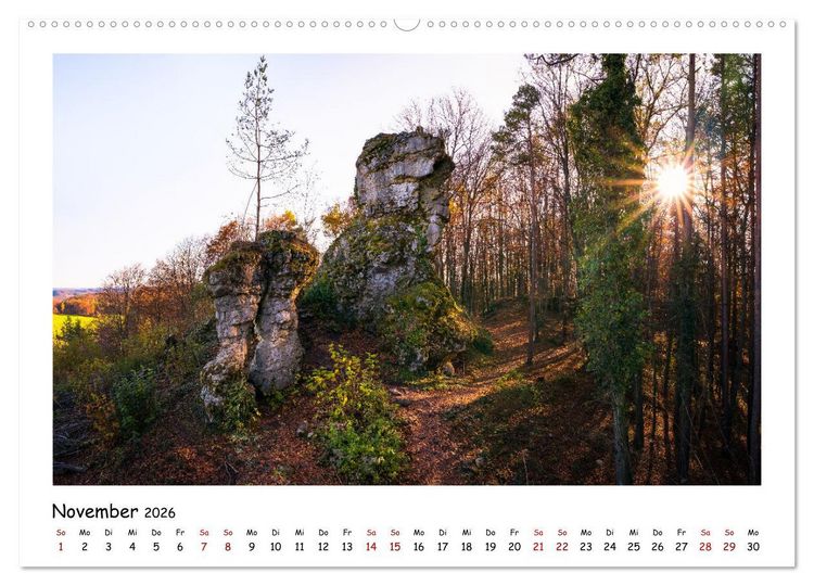 Produktbild: Fr&auml;nkische Schweiz - Sehensw&uuml;rdigkeiten der Berg- und H&uuml;gellandschaft (hochwertiger Premium Wandkalender 2026 DIN A2 quer), Kunstdruck in Hochglanz