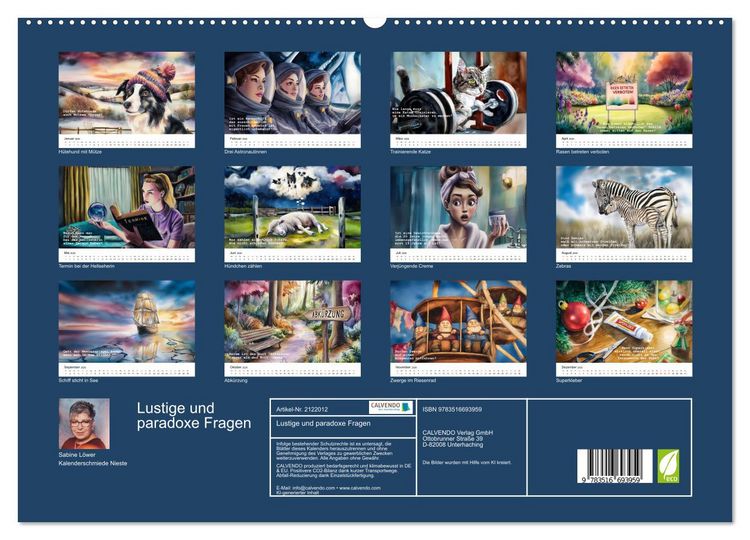 Produktbild: Lustige und paradoxe Fragen (hochwertiger Premium Wandkalender 2026 DIN A2 quer), Kunstdruck in Hochglanz