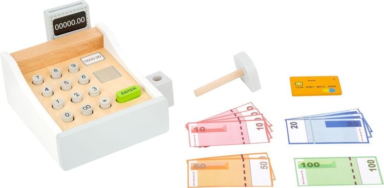 Produktbild: small foot 11099 - Spielkasse aus Holz, inkl. Scanner, Kartenleseger&auml;t, Spielgeld und Kreditkarten, Kaufladen