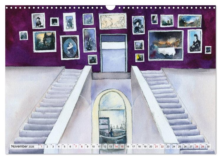 Produktbild: Frankfurt in Aquarell (Wandkalender 2026 DIN A3 quer), CALVENDO Monatskalender