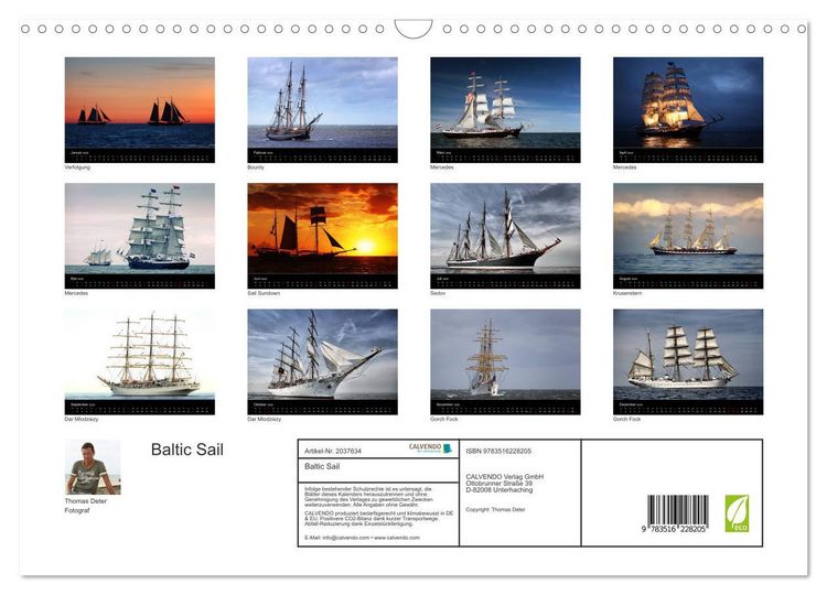 Produktbild: Baltic Sail (Wandkalender 2026 DIN A3 quer), CALVENDO Monatskalender