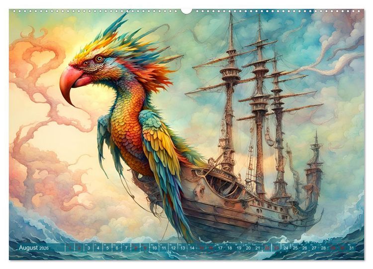 Produktbild: Fantasie-Drachensegelschiffe (Wandkalender 2026 DIN A2 quer), CALVENDO Monatskalender