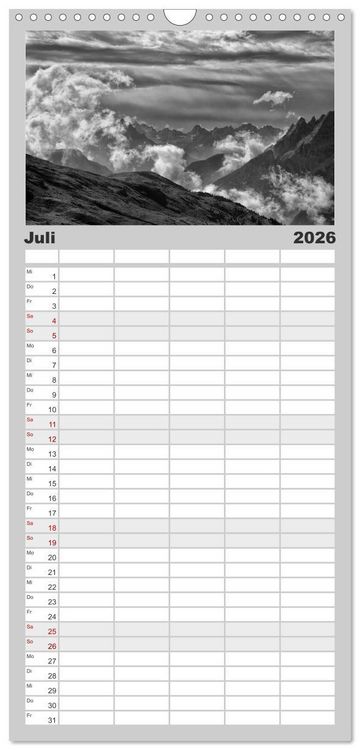 Produktbild: Familienplaner 2026 - Bergsucht 2026 mit 5 Spalten (Wandkalender, 21 x 45 cm) CALVENDO