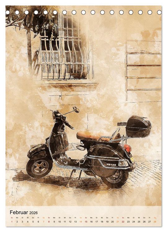 Produktbild: Motorroller - Vespa Galerie (Tischkalender 2026 DIN A5 hoch), CALVENDO Monatskalender