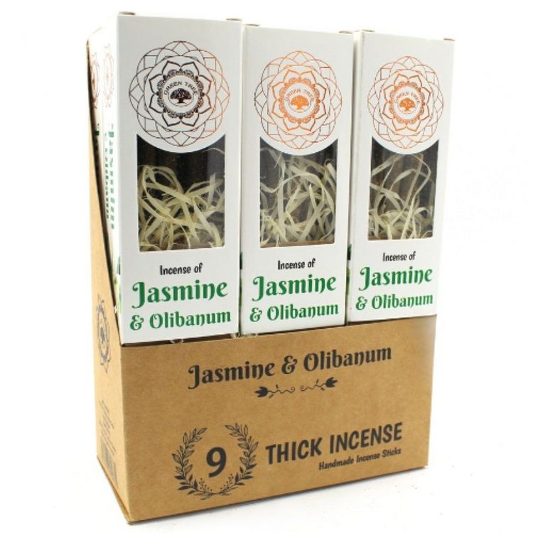 Produktbild: R&auml;ucherst&auml;bchen Green Tree Jasmine & Olibanum Botanical Incense, 9 dicke St&auml;bchen