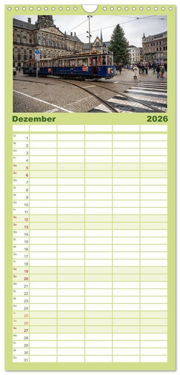 Produktbild: Familienplaner 2026 - Stra&szlig;enbahnklassiker auf Schienen mit 5 Spalten (Wandkalender, 21 x 45 cm) CALVENDO