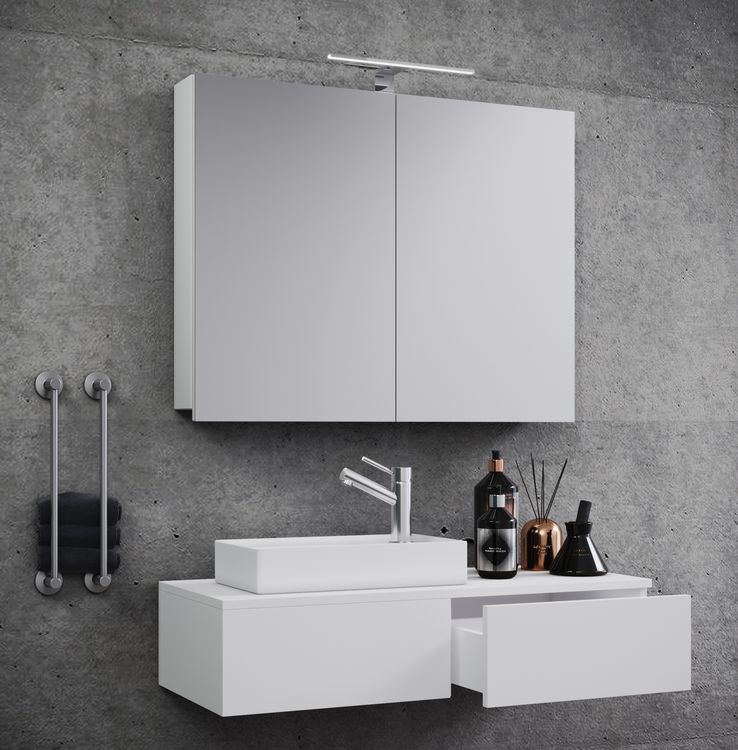 Produktbild: 3-tlg G&auml;ste WC Waschplatz Waschtisch Gudas Schrank