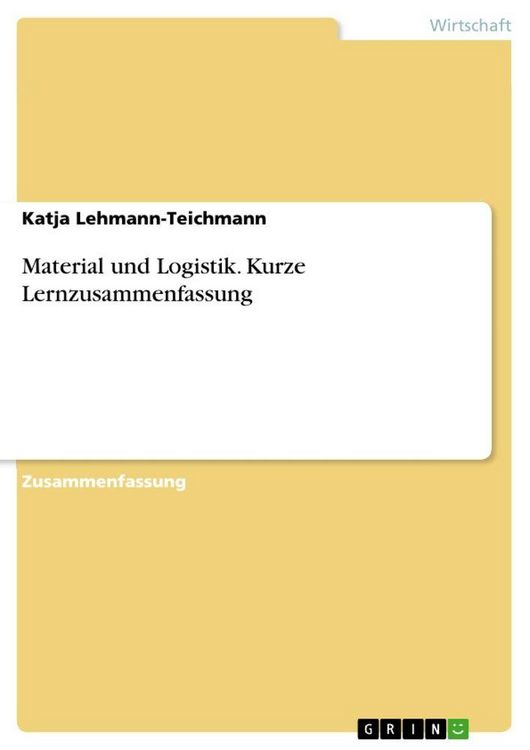 Produktbild: Material und Logistik. Kurze Lernzusammenfassung