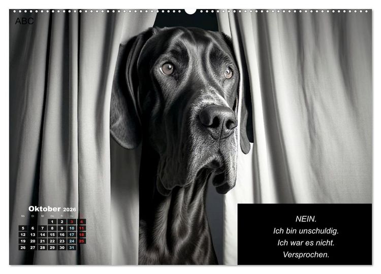 Produktbild: Der humoristische Dogge Kalender (hochwertiger Premium Wandkalender 2026 DIN A2 quer), Kunstdruck in Hochglanz